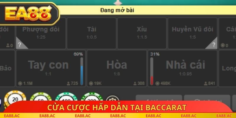 Cửa cược hấp dẫn tại Baccarat