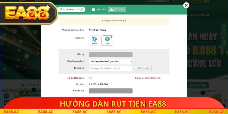 Hướng dẫn rút tiền EA88