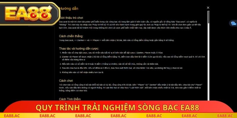 Quy trình trải nghiệm sòng bạc EA88