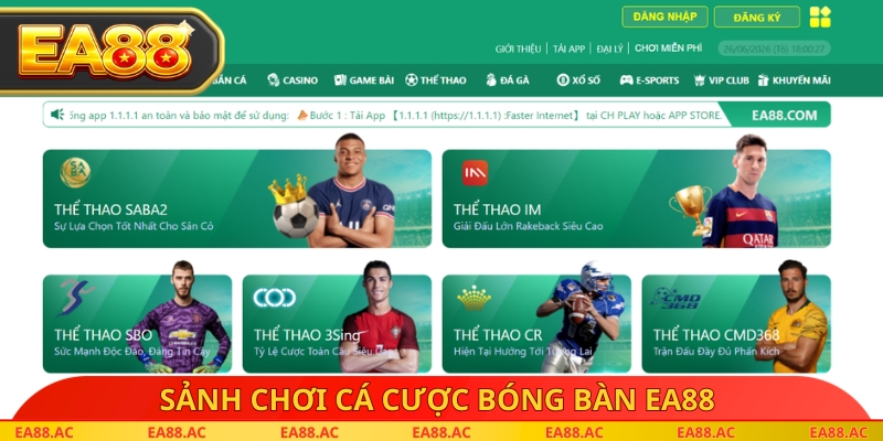 Sảnh chơi cá cược bóng bàn EA88