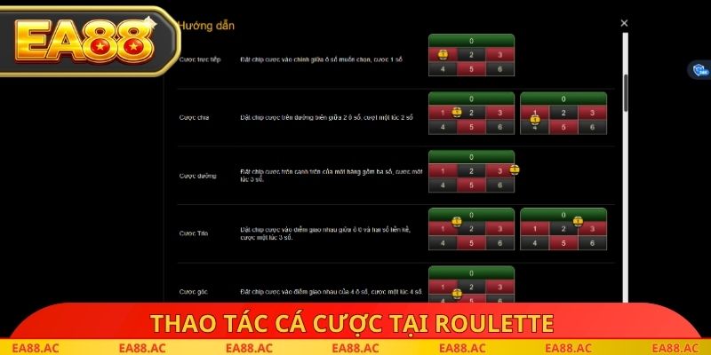 Thao tác cá cược tại Roulette